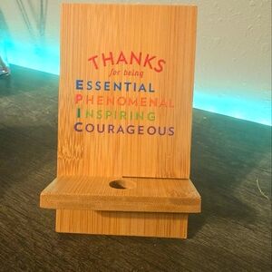 Bamboo Phone Stand with Colorful Text